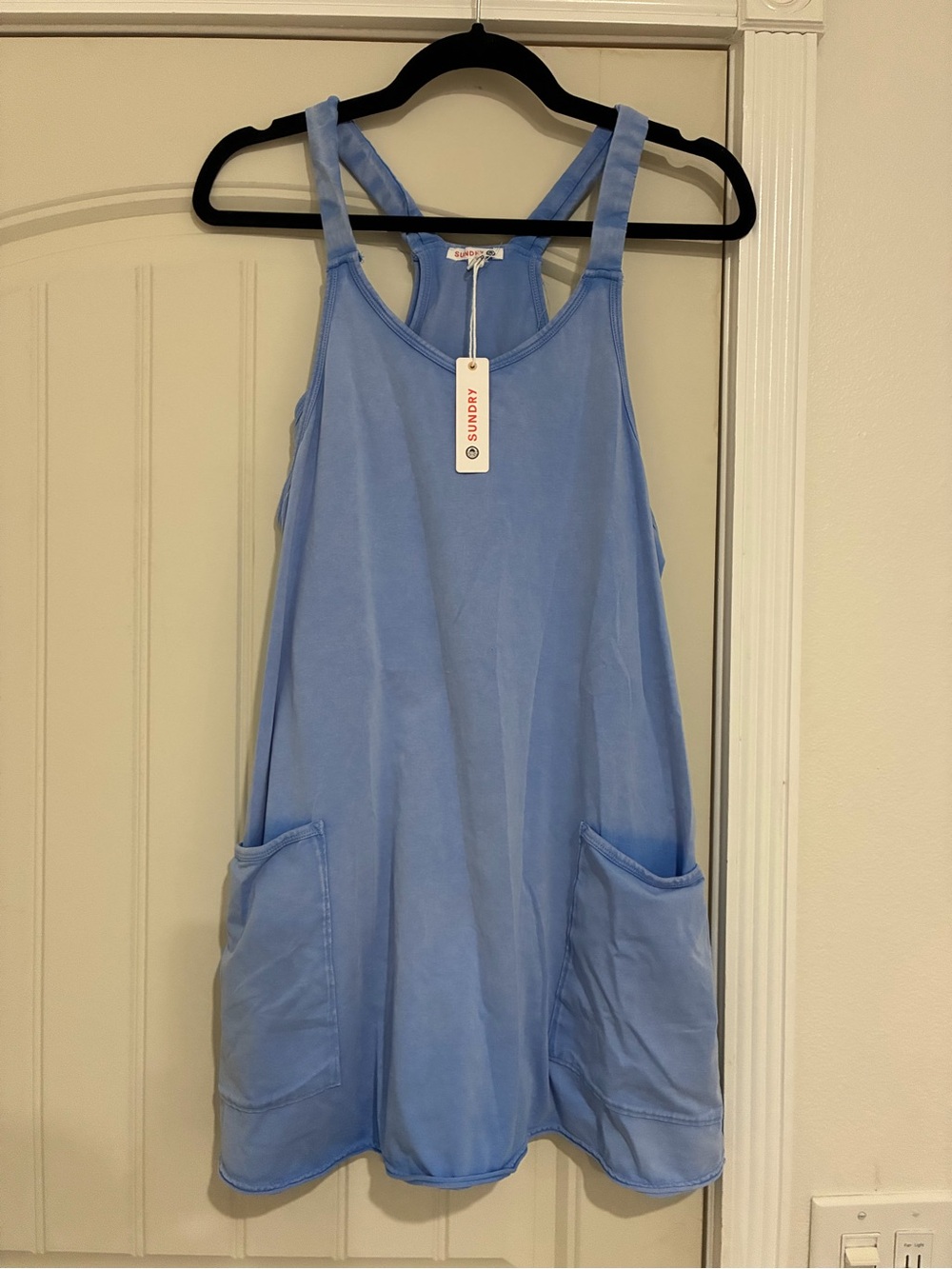Sundry Light Blue Pocket Romper Dress NWT various sizes